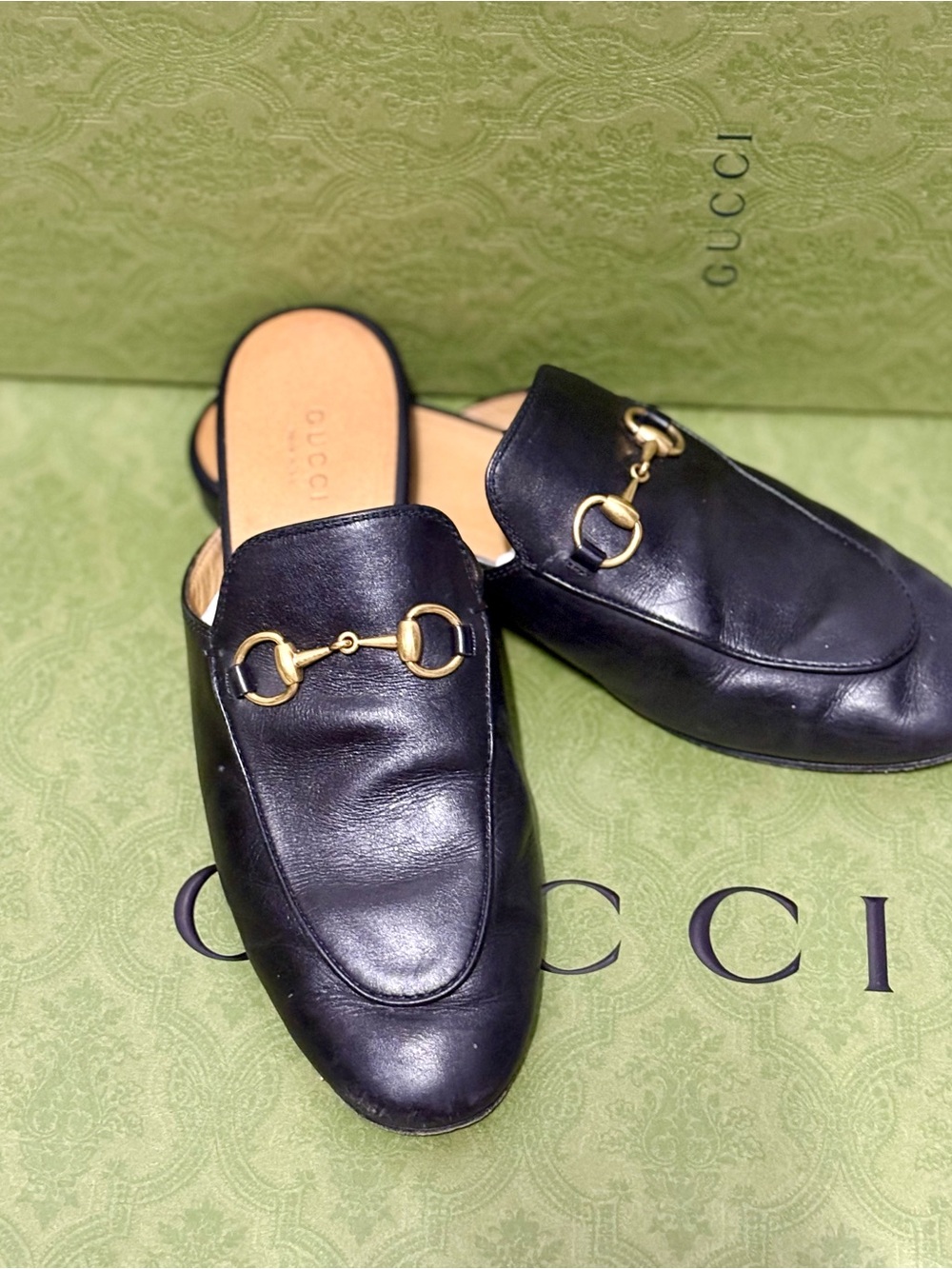 Gucci Princetown Horsebit Leather Mules | Size 36.5
